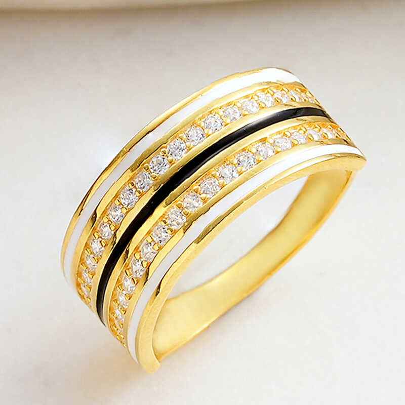 Gold Plated Zircon Stone Women's Silver Ring