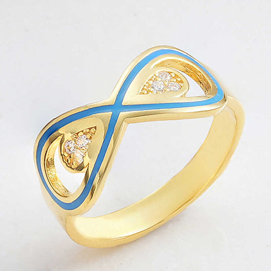 Gold Plated Zircon Stone Infinity Women's Silver Ring
