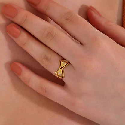 Gold Plated Zircon Stone Infinity Women's Silver Ring