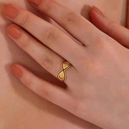 Gold Plated Zircon Stone Infinity Women's Silver Ring