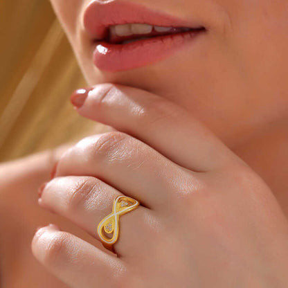Bague en argent plaqué or avec pierre de zircone infini pour femme