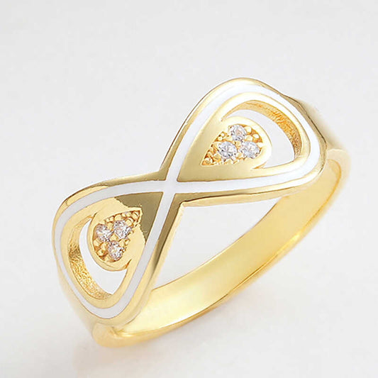 Gold Plated Zircon Stone Infinity Women's Silver Ring