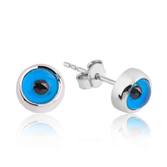 Silver Spike Eye Evil Eye Earrings