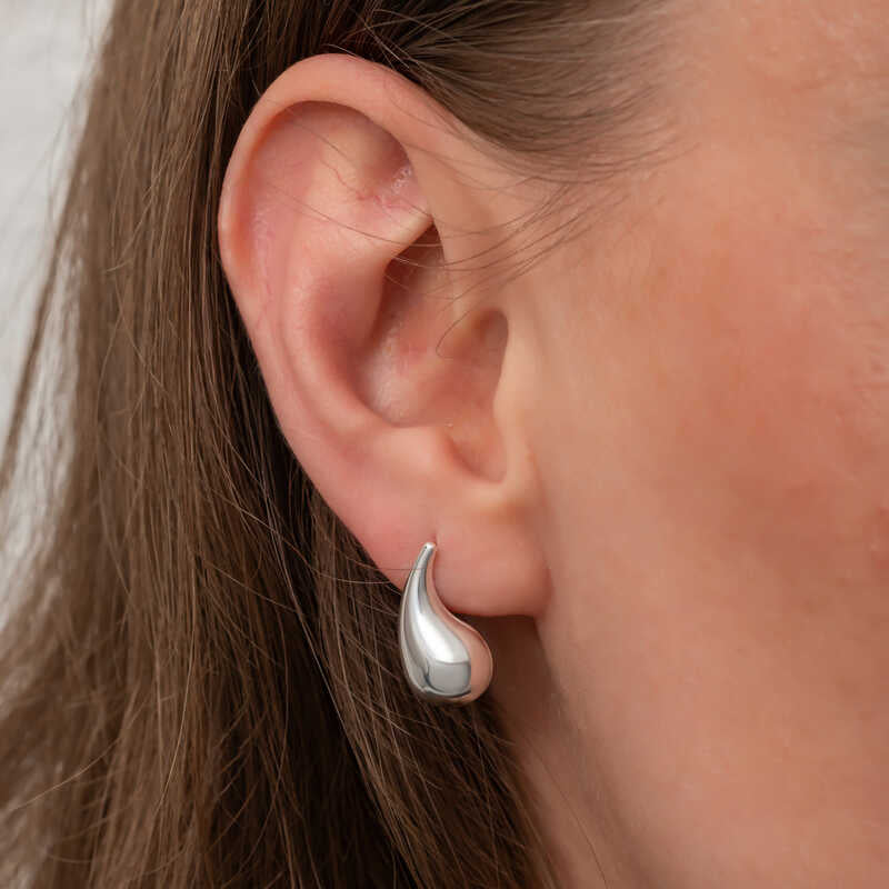 Tear Drop Spike Women's Silver Earrings