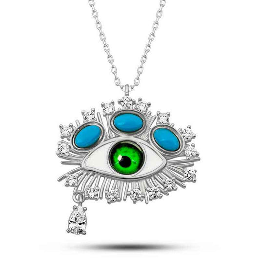 Tear Drop Protective Gaze Silver Pendant