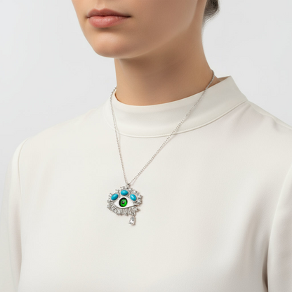 Tropfenförmige Schutzblick-Silberkette