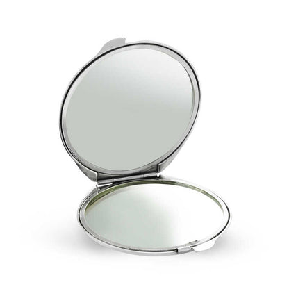 Miroir à main rond argenté à motif rose 
