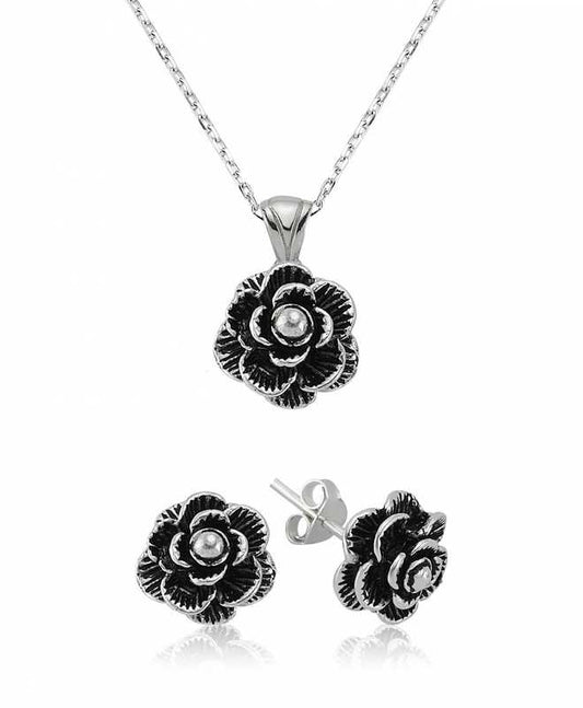 Flower Damen Silber Set