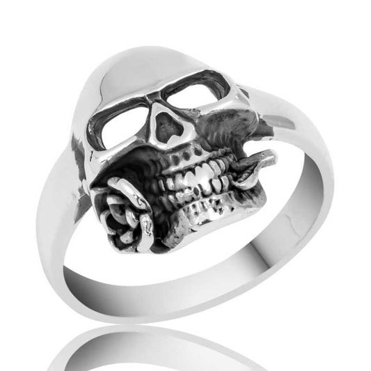 Bague en argent pour homme avec tête de mort 