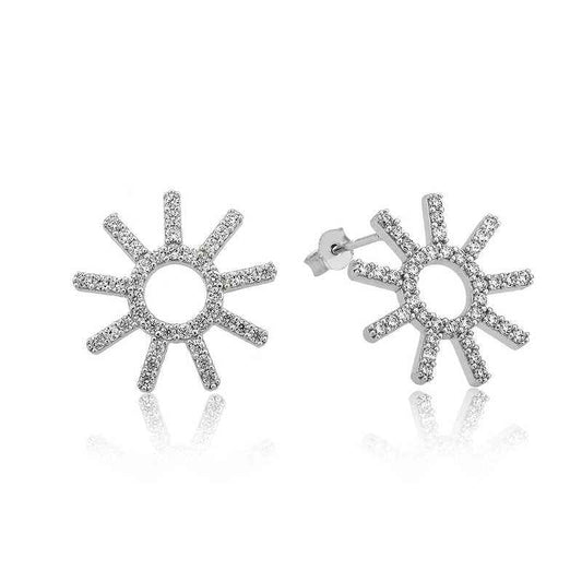 Sun Women's Silver Earrings