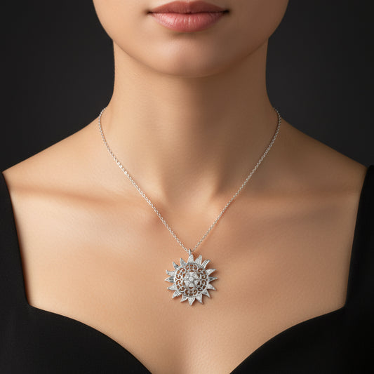 Sonne Damen Silber Halskette