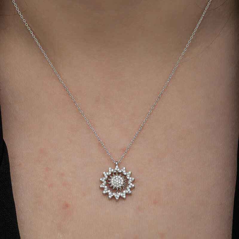 Sun Women's Silver Necklace