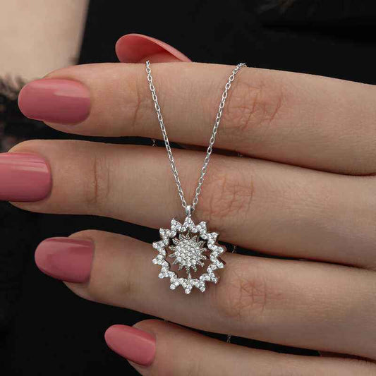 Sun Women's Silver Necklace