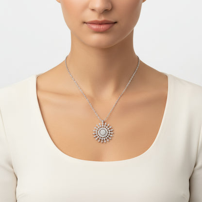 Sun Women's Silver Necklace