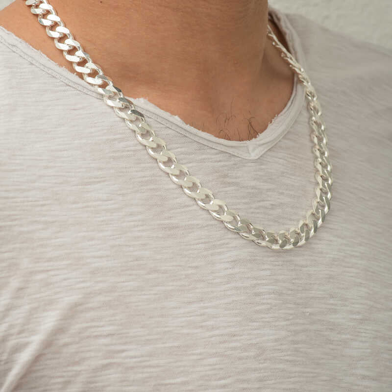Collier gourmette en argent pour homme
