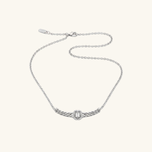 Gourmet Chain Baguette Stone Women's Silver Pendant