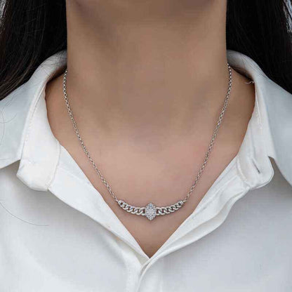 Gourmet Chain Baguette Stone Women's Silver Pendant