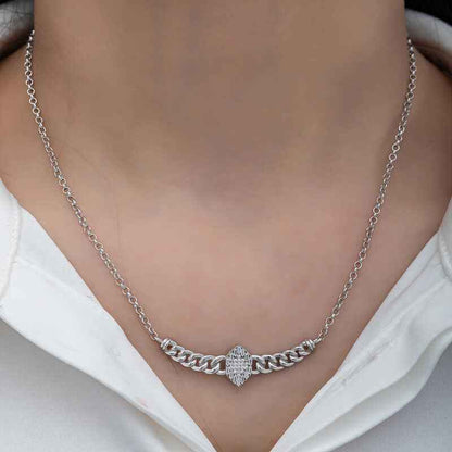 Gourmet Chain Baguette Stone Women's Silver Pendant