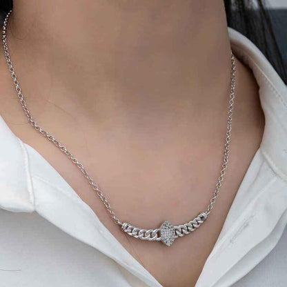 Gourmet Chain Baguette Stone Women's Silver Pendant