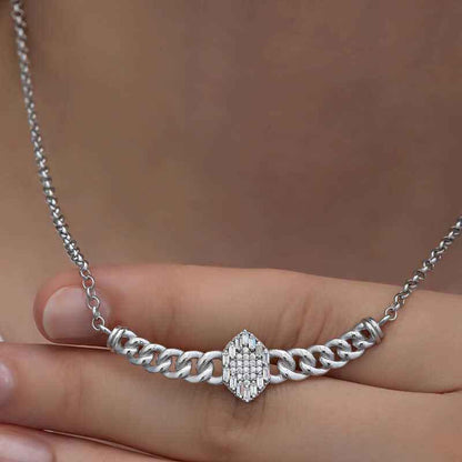 Gourmet Chain Baguette Stone Women's Silver Pendant
