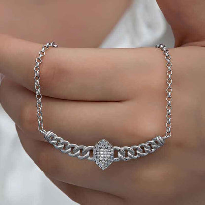 Gourmet Chain Baguette Stone Women's Silver Pendant