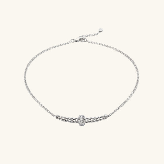 Gurmet Chain Fatma's Hand Baguette Stone Women's Silver Pendant