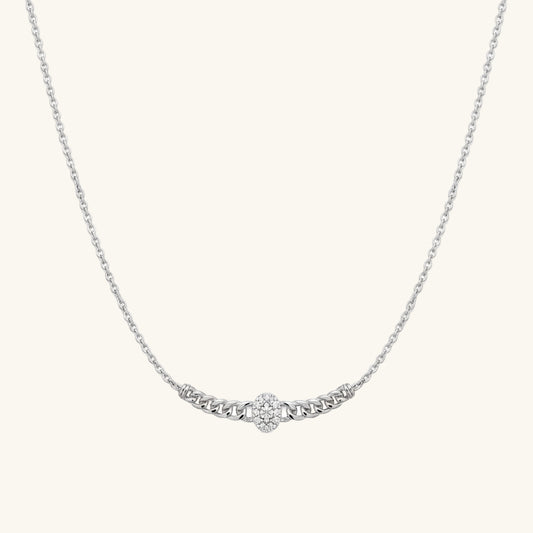 Oval Baguette Stone Gourmet Chain Women's Silver Necklace