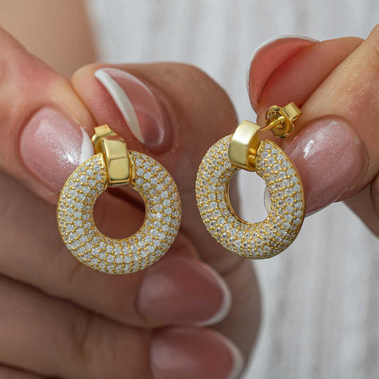 Gold Plated Ring Women's Silver Earring