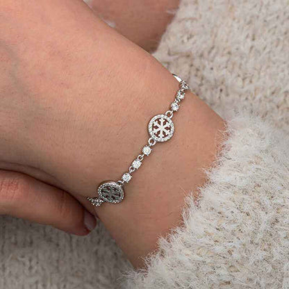 Snowflake in Circle Women's Silver Bracelet