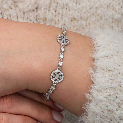Snowflake in Circle Women's Silver Bracelet