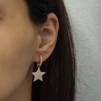 Star Hoop Women's Rose Plated Silver Earrings