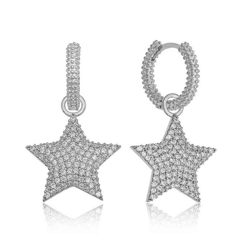 Star Hoop Women's Silver Earrings