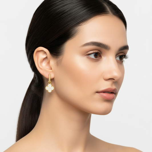 Clover Hoop Women's Silver Earrings