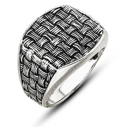 Bague en argent pour homme à motif osier