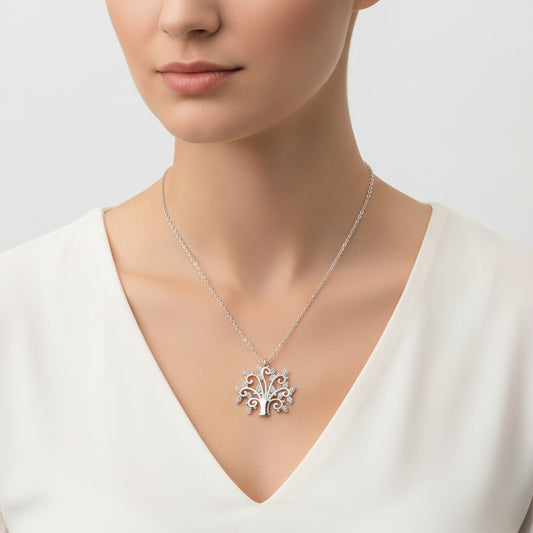 Baum des Lebens Damen Silber Halskette 