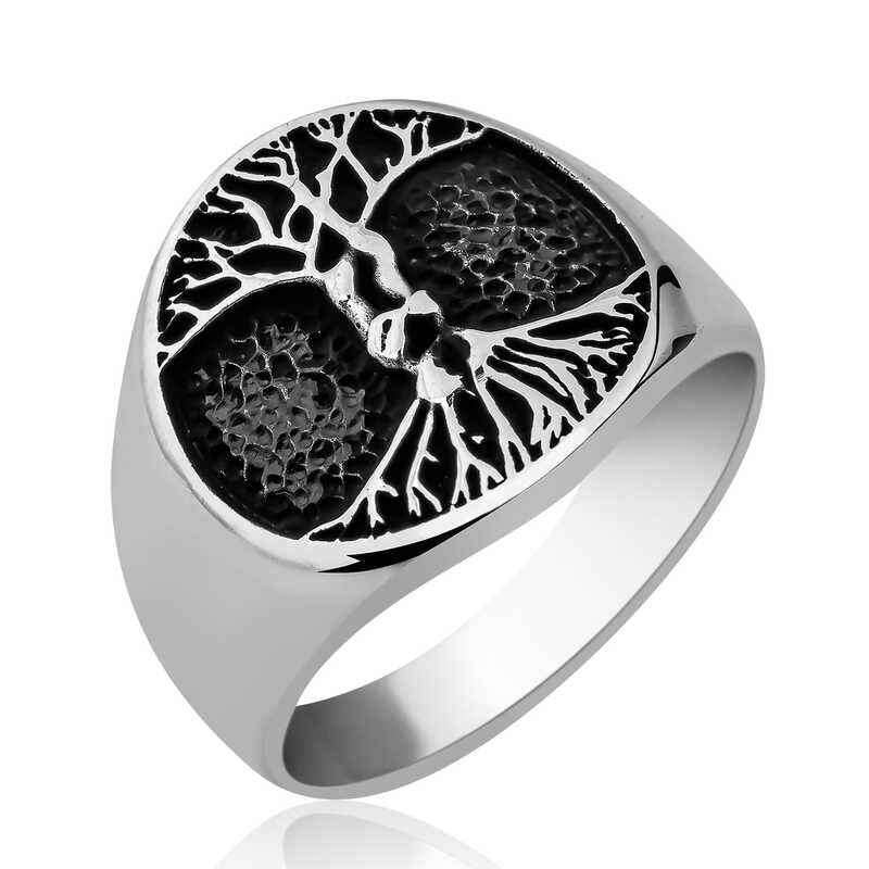 Tree of Life Men's Silver Ring