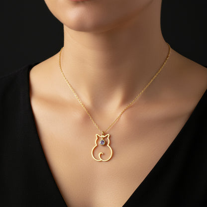 Juni Birthstone Katze Damen Silber Halskette