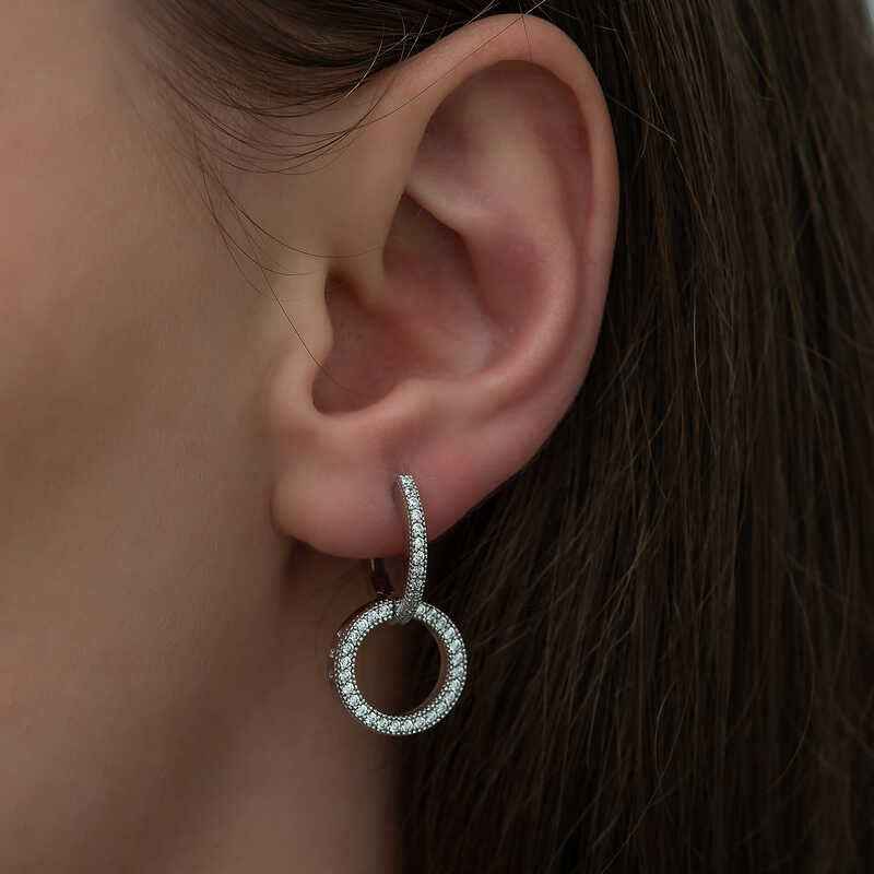 Interlocking Hoop Women's Silver Earrings