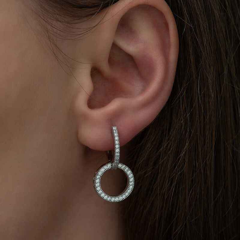 Interlocking Hoop Women's Silver Earrings