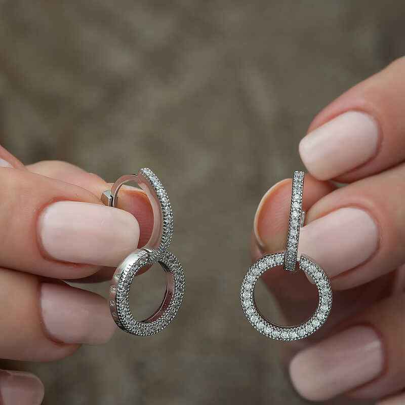 Interlocking Hoop Women's Silver Earrings