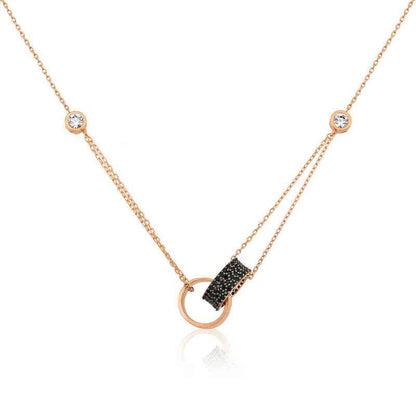 Rose Gold Plated Interlocking Hoop Silver Necklace