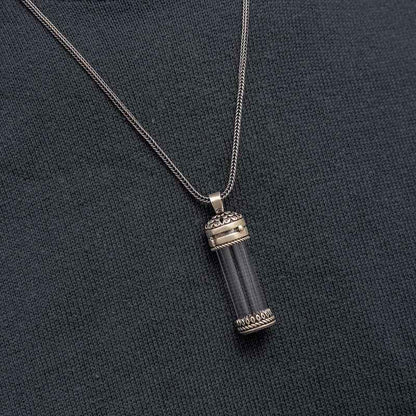 Openable Locket Case Cevşen Men's Silver Necklace