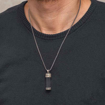 Openable Locket Case Cevşen Men's Silver Necklace