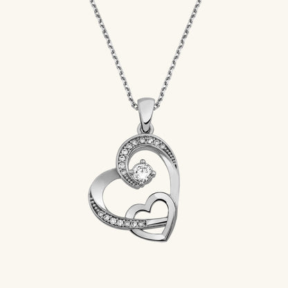 Zwei Herzen Damen Silber Halskette