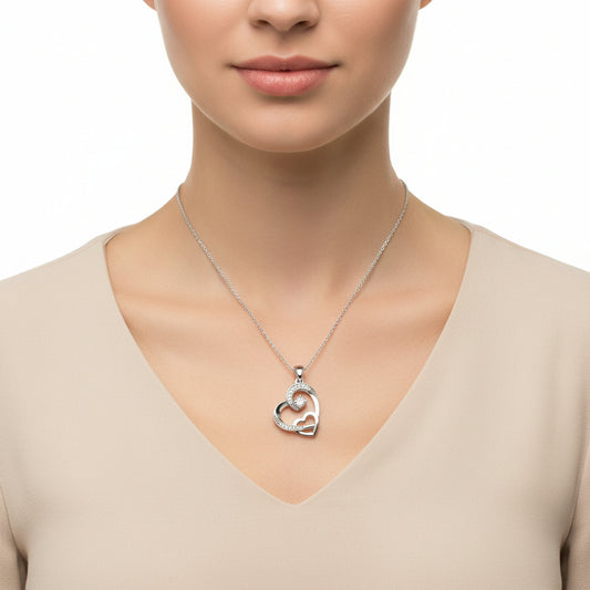 Two Heart Women's Silver Necklace