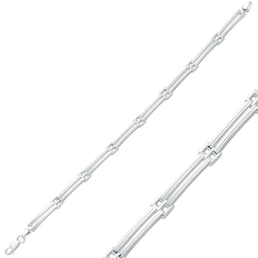 Bracelet homme en argent à double rangée