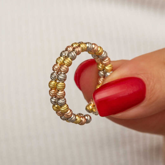Bague en argent à double rangée de diamants doriques pour femme
