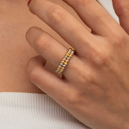 Bague en argent à double rangée de diamants doriques pour femme