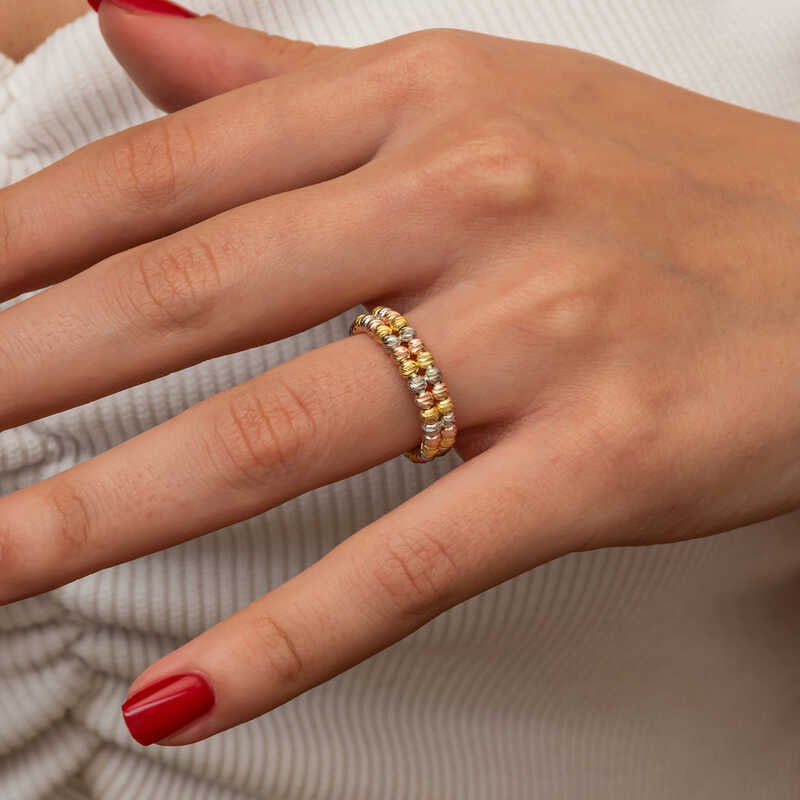 Bague en argent à double rangée de diamants doriques pour femme