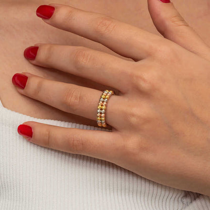 Bague en argent à double rangée de diamants doriques pour femme